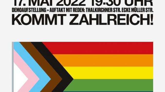 Plakat zur Demonstration IDAHOBIT MÜNHEN 2022